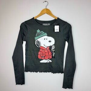 New Peanuts Kids Long Sleeve Snoopy Shirt Gray XL (14) Kid Girls